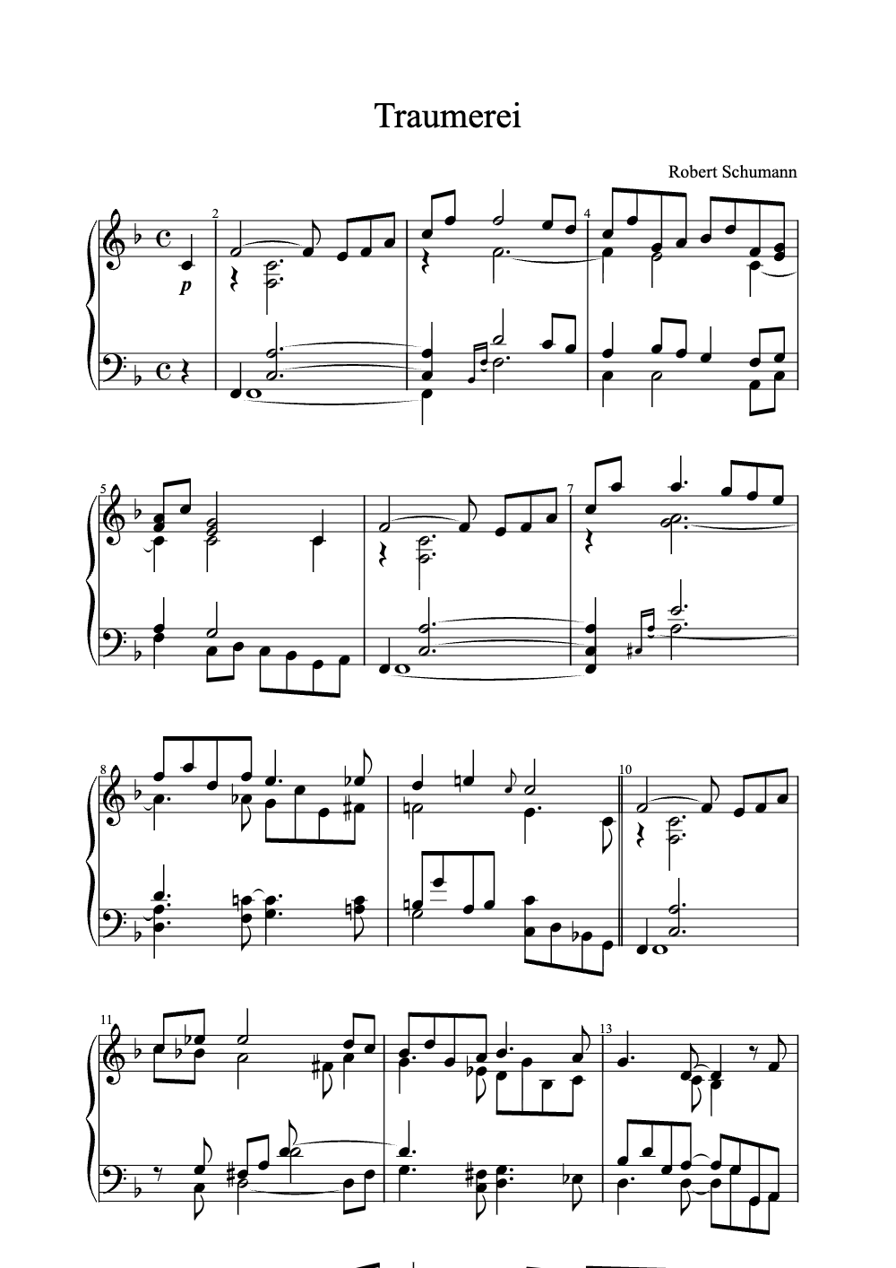 Sheet music preview for Traumerei