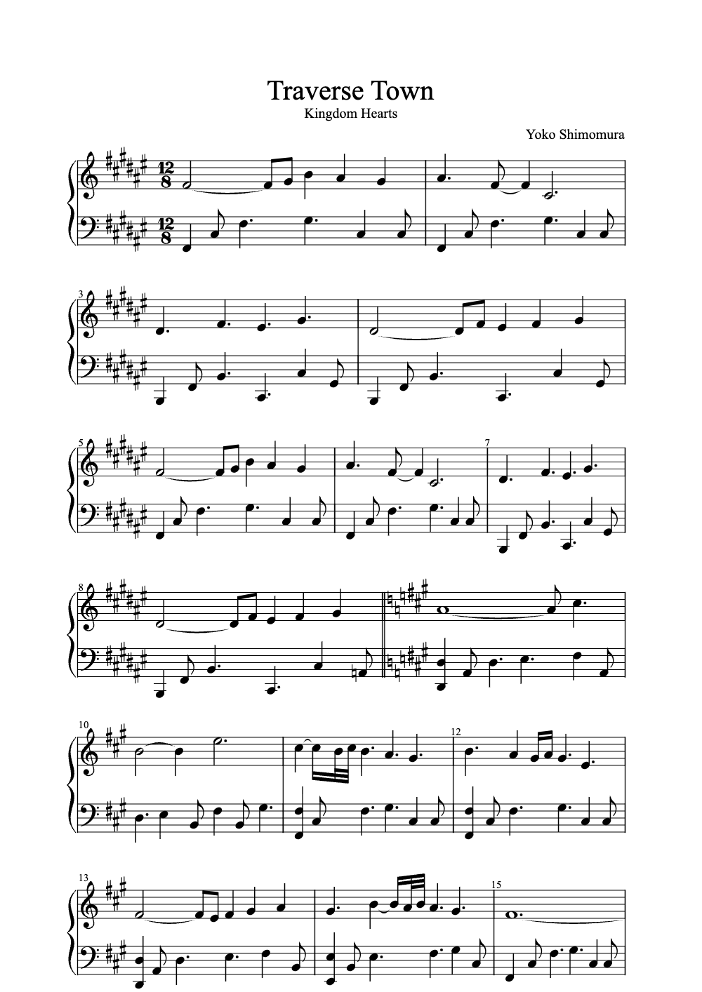 Sheet music preview for Traverse Town