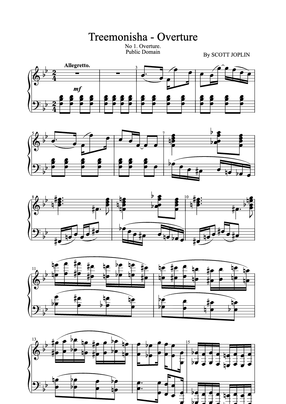 Sheet music preview for Treemonisha - Overture