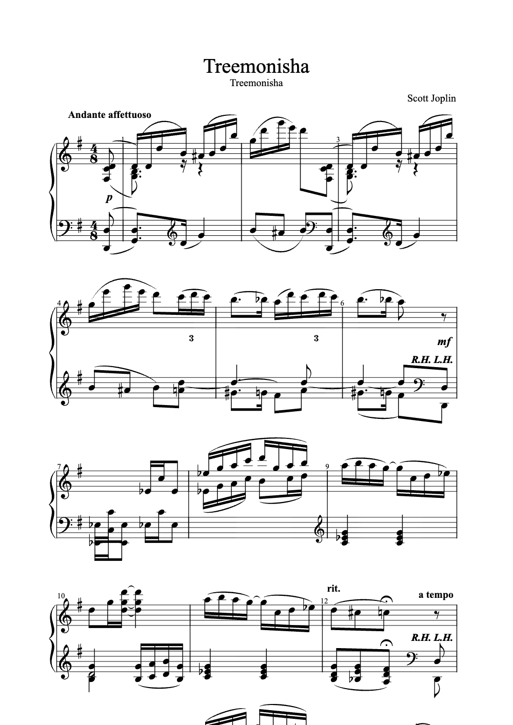 Sheet music preview for Treemonisha