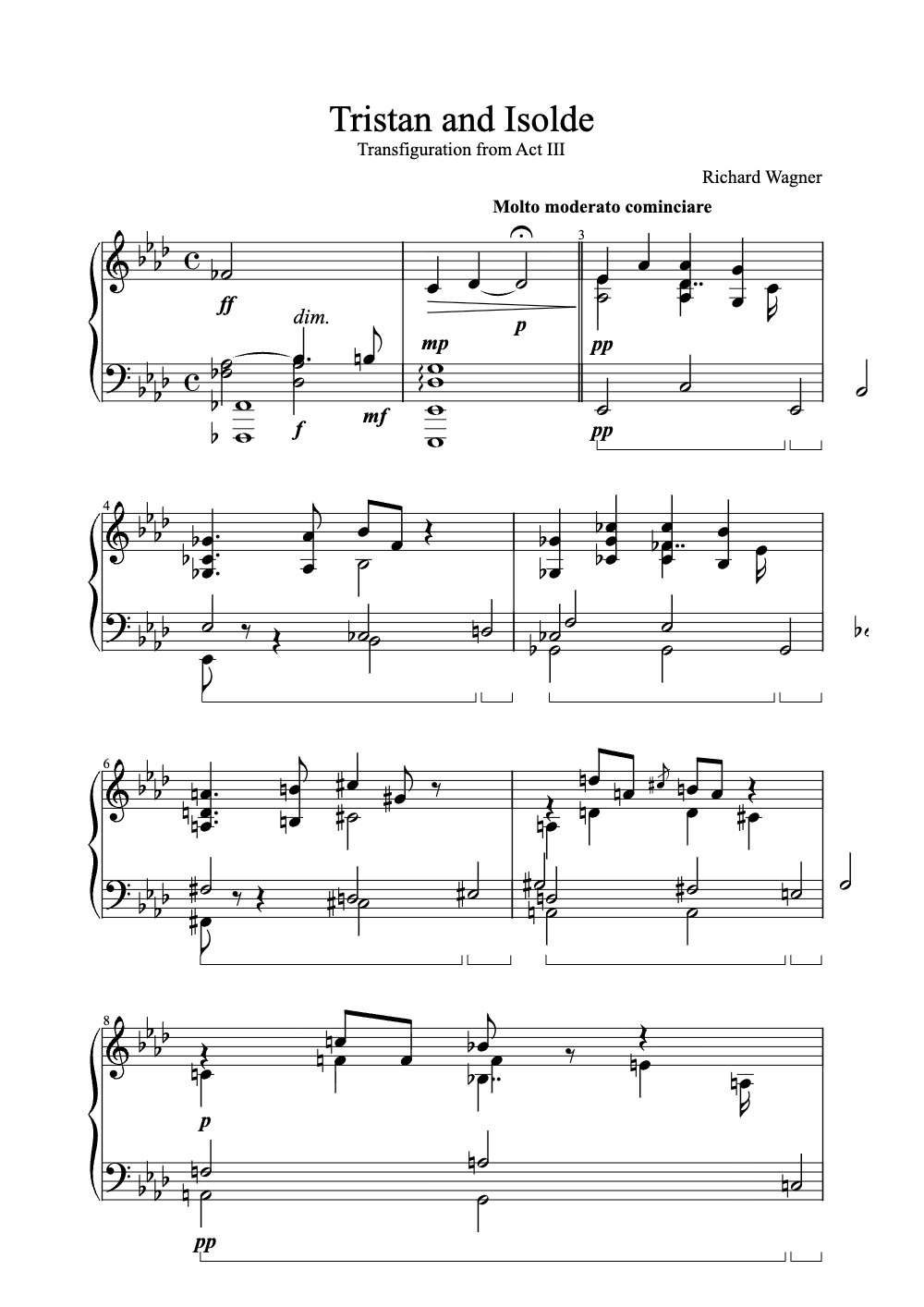 Sheet music preview for Tristan and Isolde