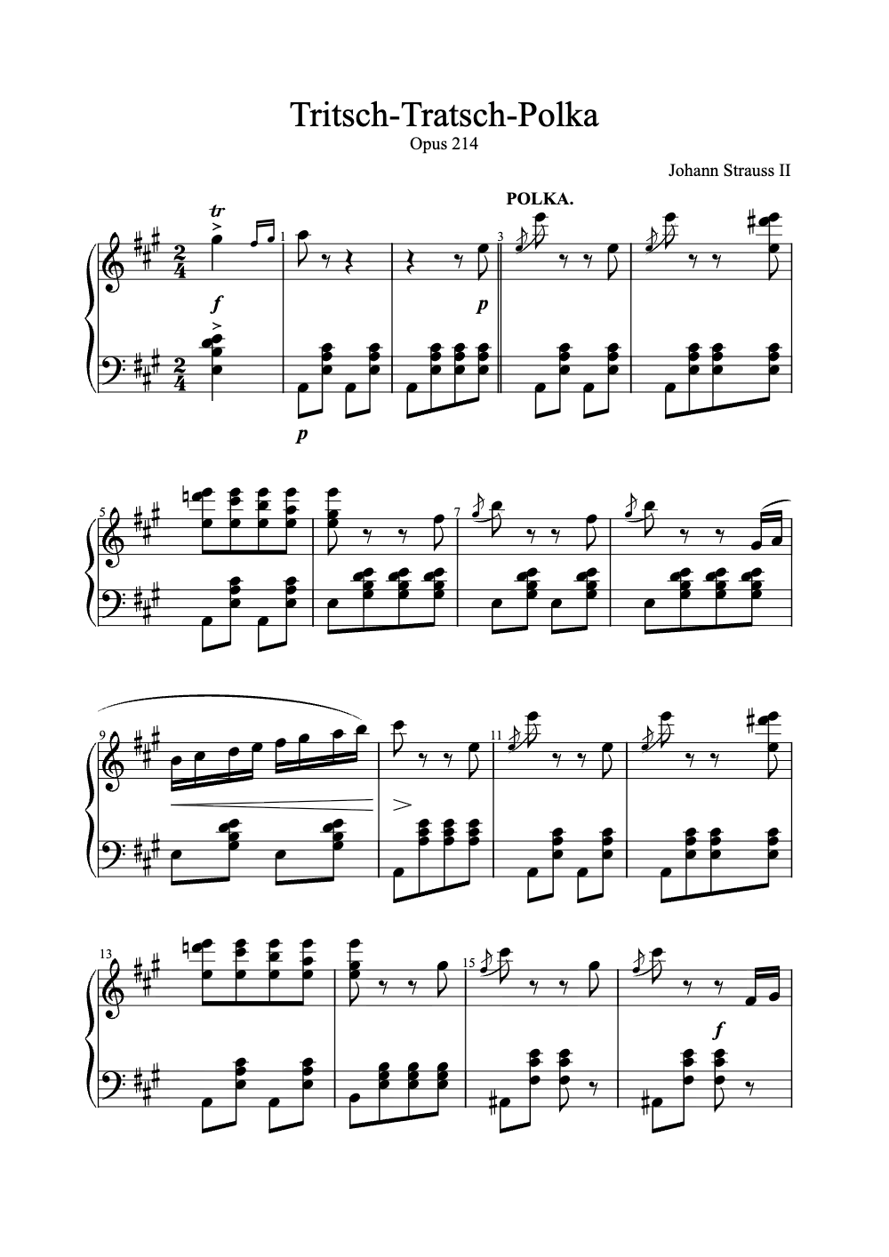 Sheet music preview for Tritsch-Tratsch-Polka