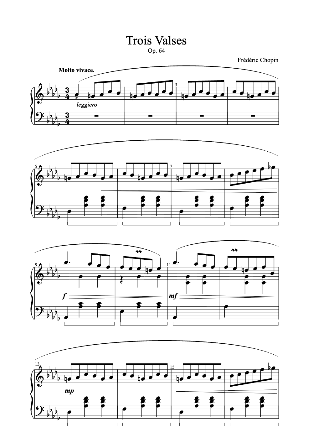Sheet music preview for Trois Valses