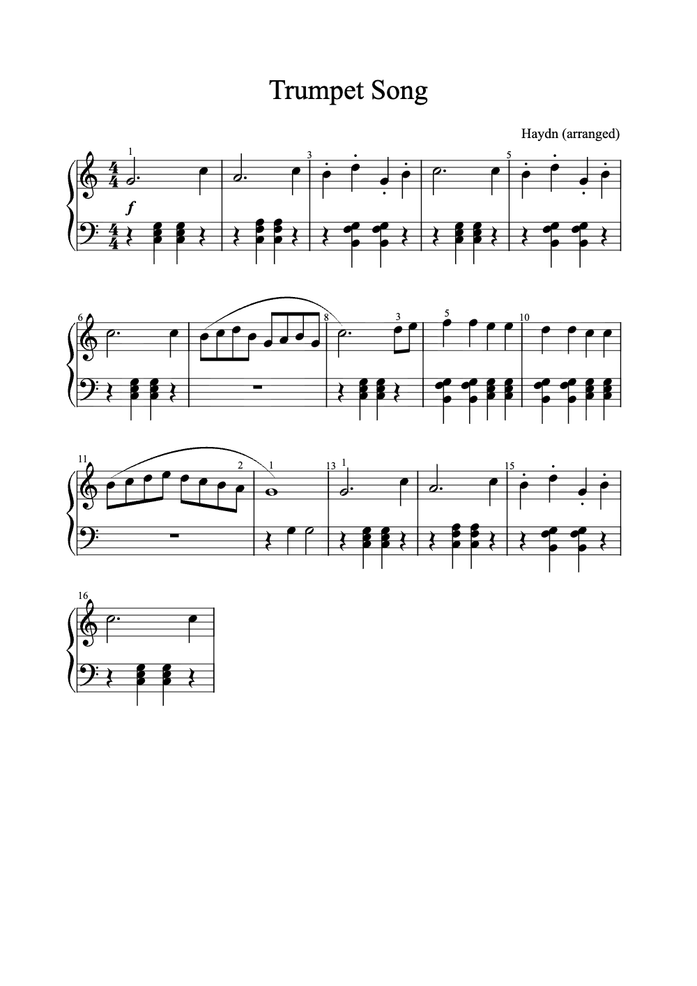 Sheet music preview for Trumpet Song