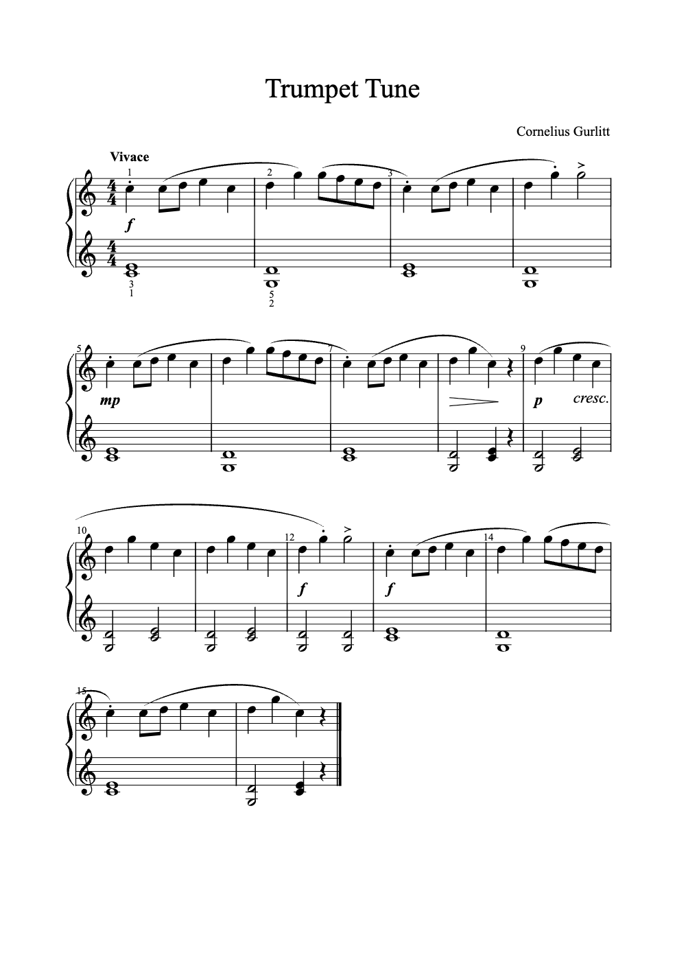 Sheet music preview for Trumpet Tune