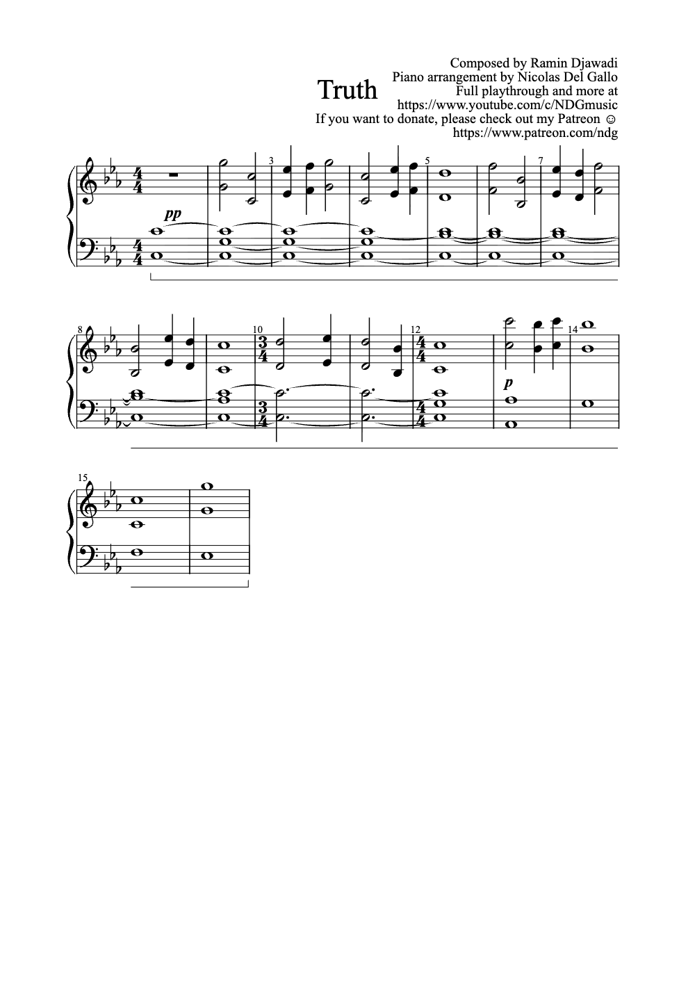 Sheet music preview for Truth