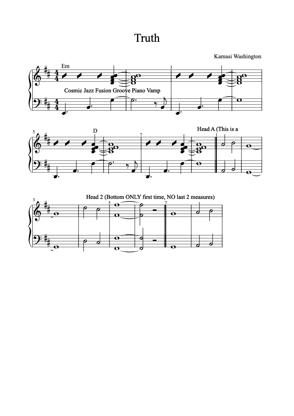 Sheet music preview for Truth