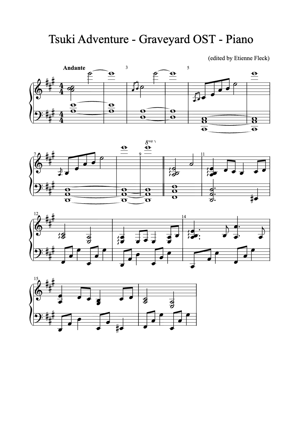 Sheet music preview for Tsuki Adventure