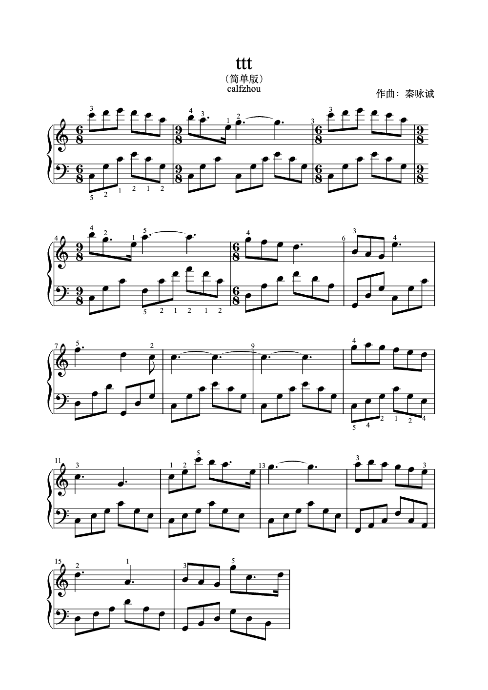 Sheet music preview for ttt