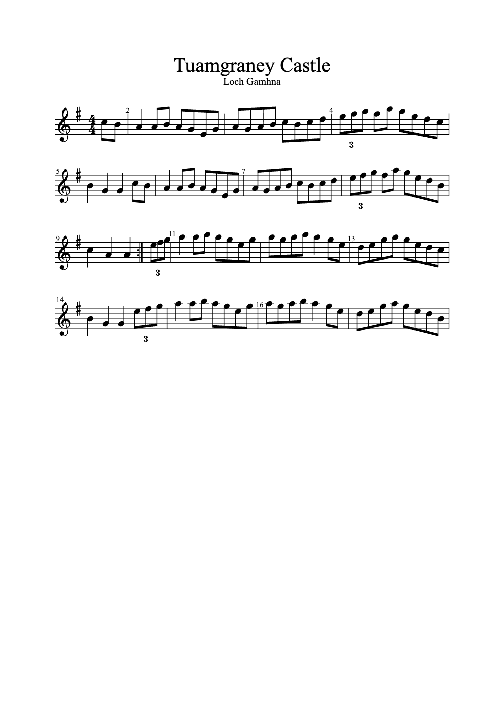 Sheet music preview for Tuamgraney Castle