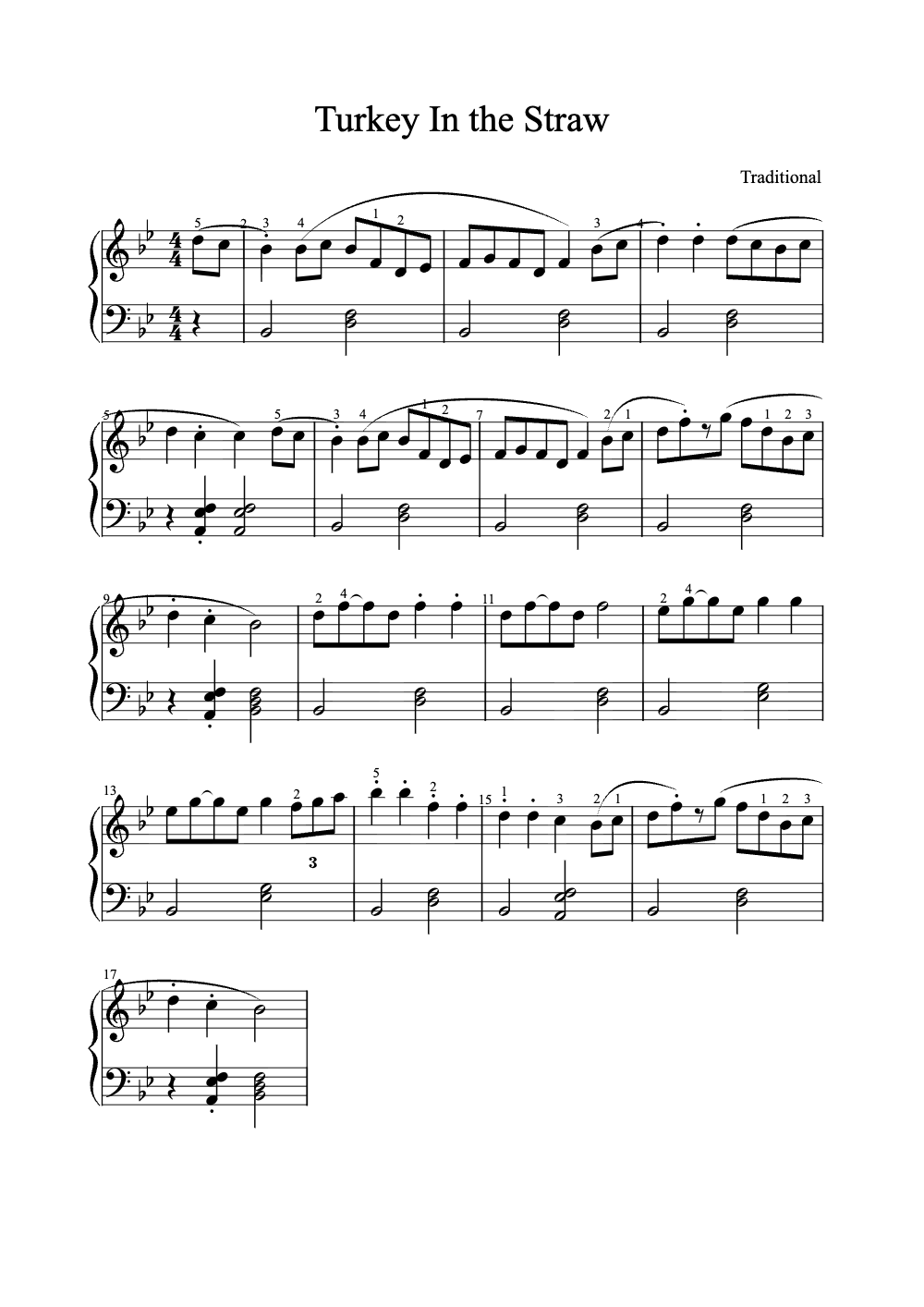 Sheet music preview for Turkey in the Straw