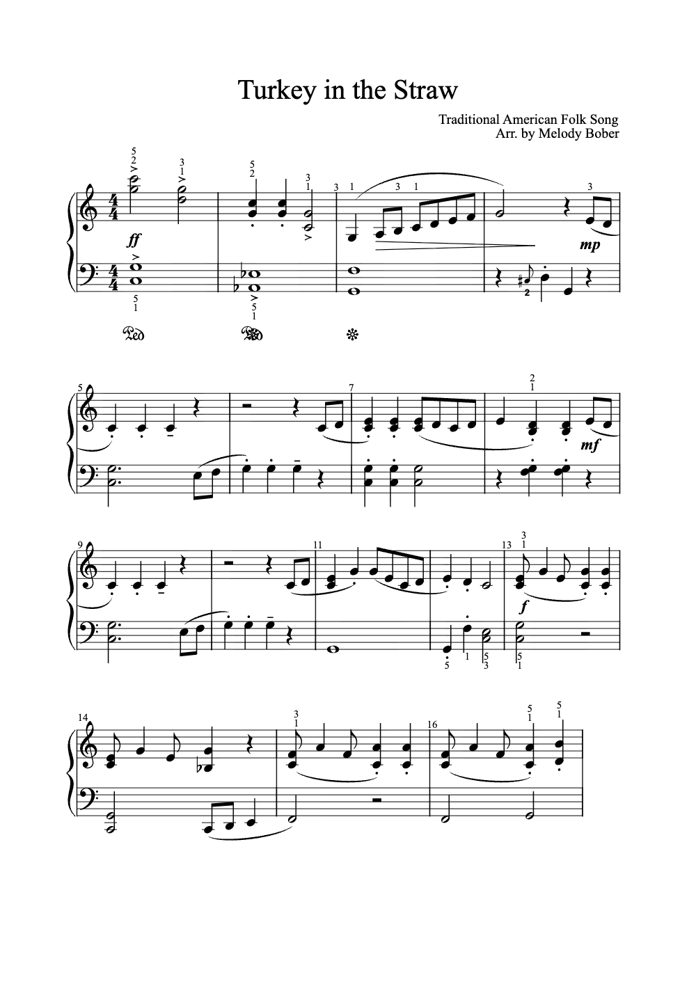 Sheet music preview for Turkey in the Straw