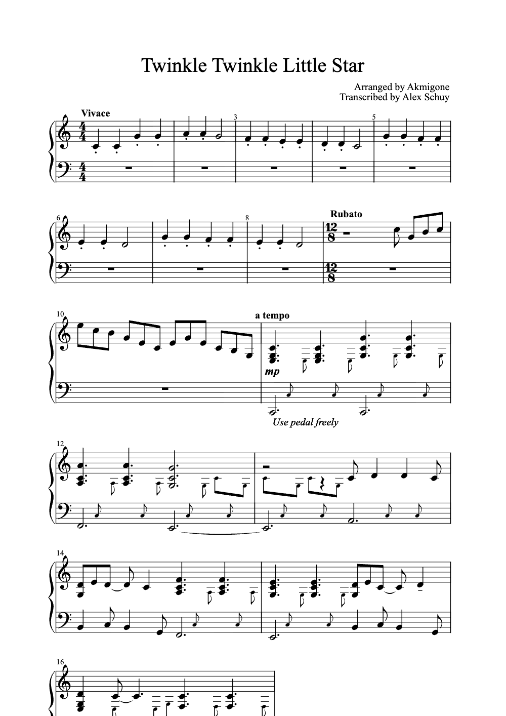 Sheet music preview for Twinkle Twinkle Little Star