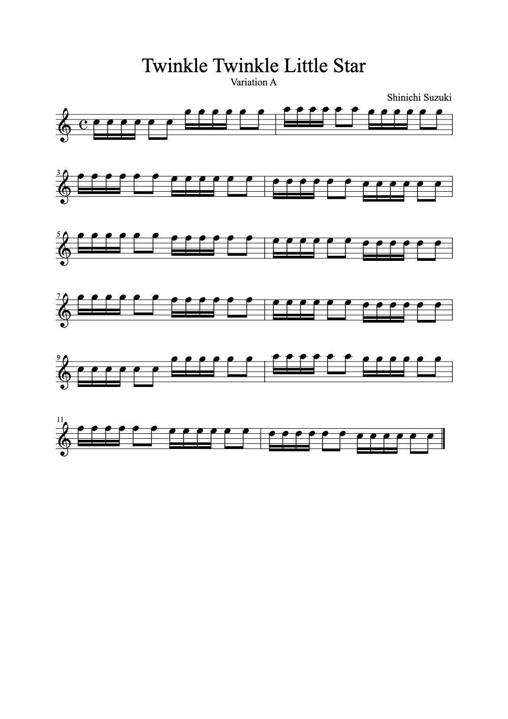 Sheet music preview for Twinkle Twinkle Little Star