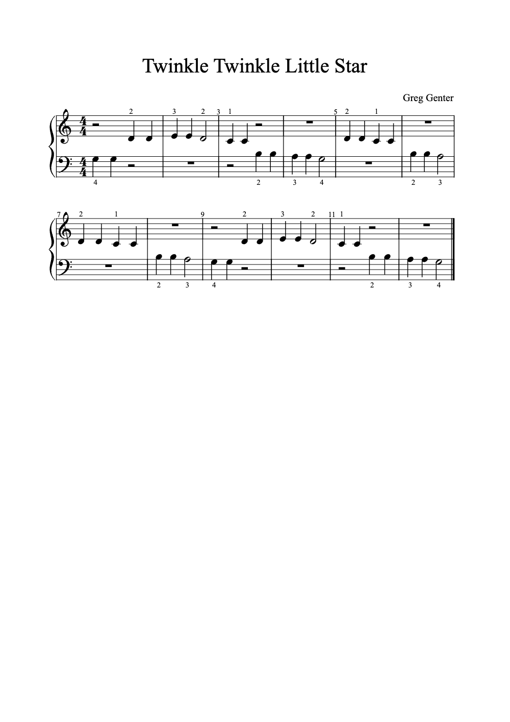 Sheet music preview for Twinkle Twinkle Little Star