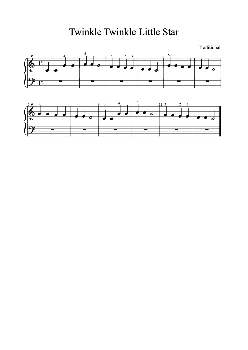 Sheet music preview for Twinkle Twinkle Little Star