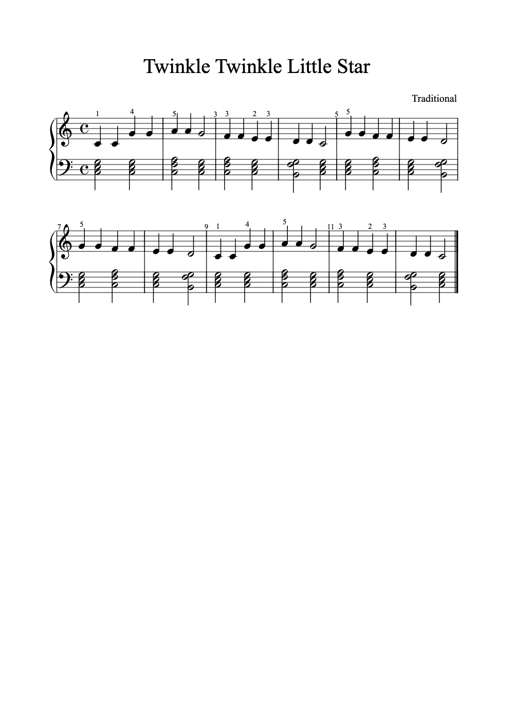 Sheet music preview for Twinkle Twinkle Little Star