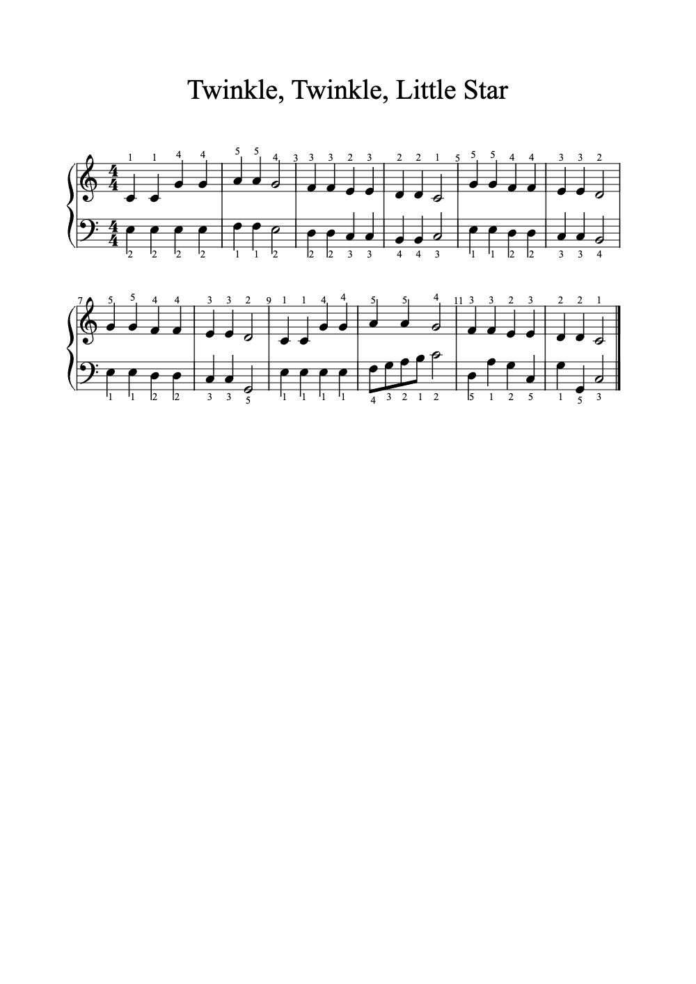 Sheet music preview for Twinkle, Twinkle, Little Star