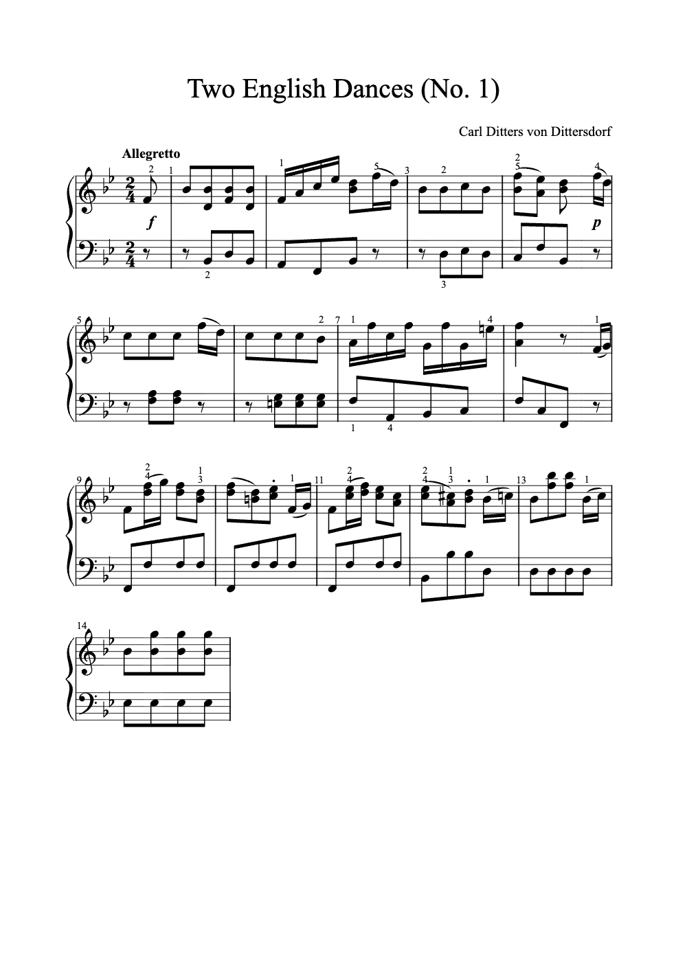 Sheet music preview for Two English Dances (No. 1)
