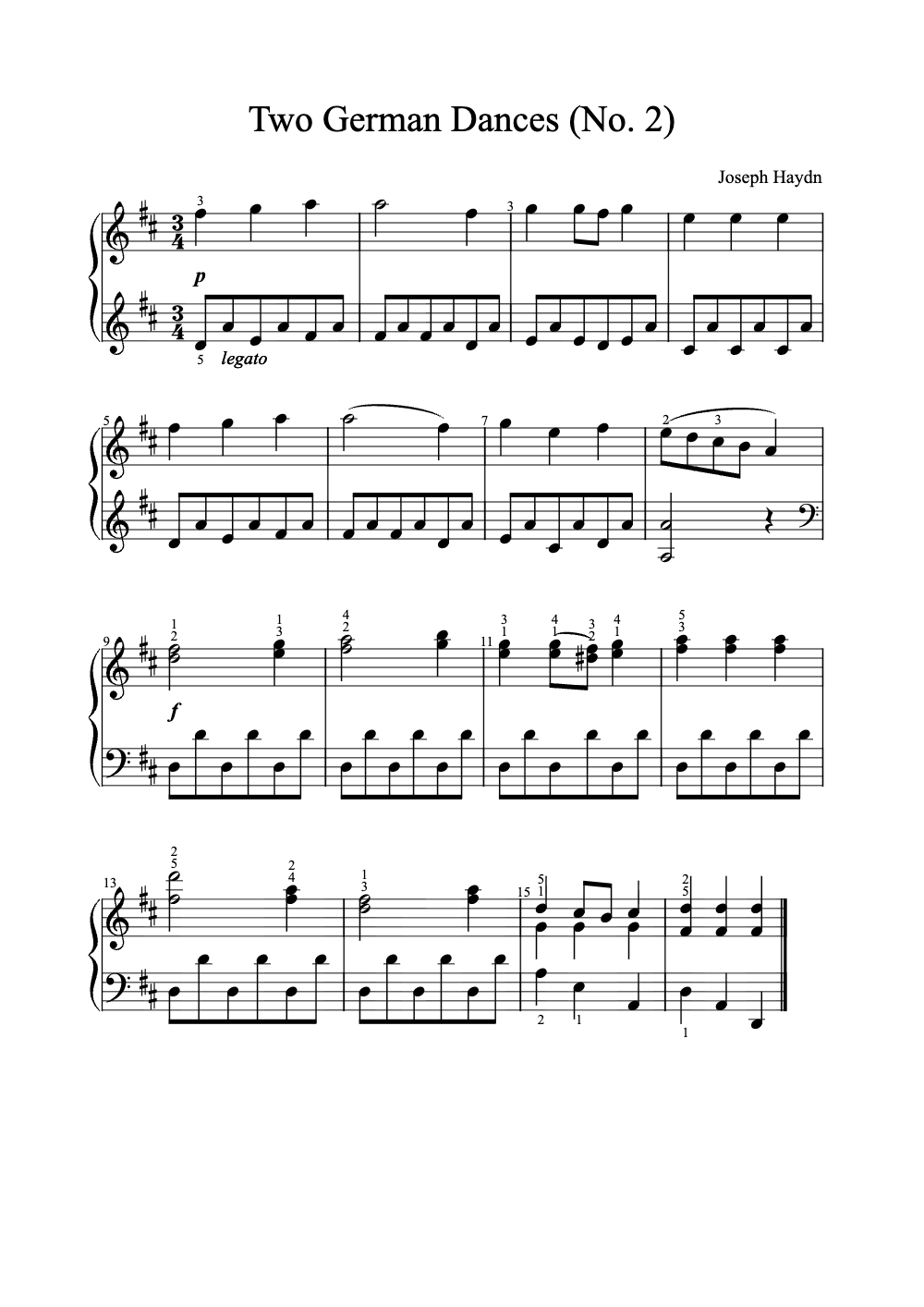 Sheet music preview for Two German Dances (No. 2)