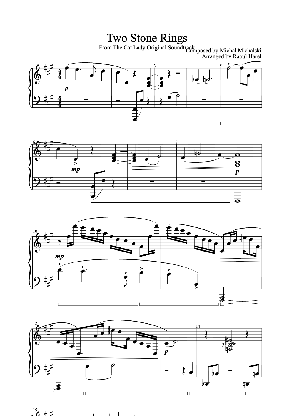 Sheet music preview for Two Stone Rings