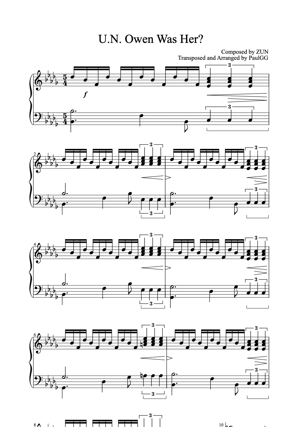 Sheet music preview for U.N. Owen Was Her?