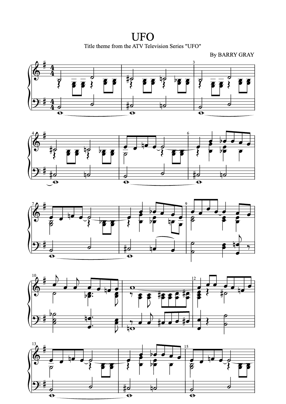 Sheet music preview for UFO