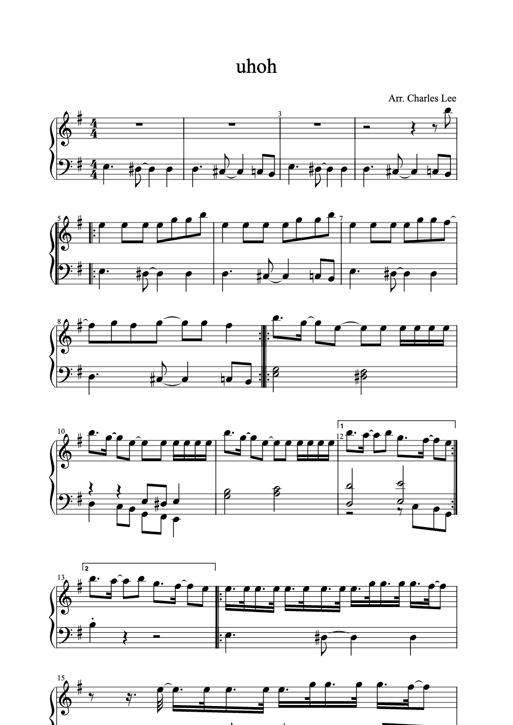 Sheet music preview for uhoh