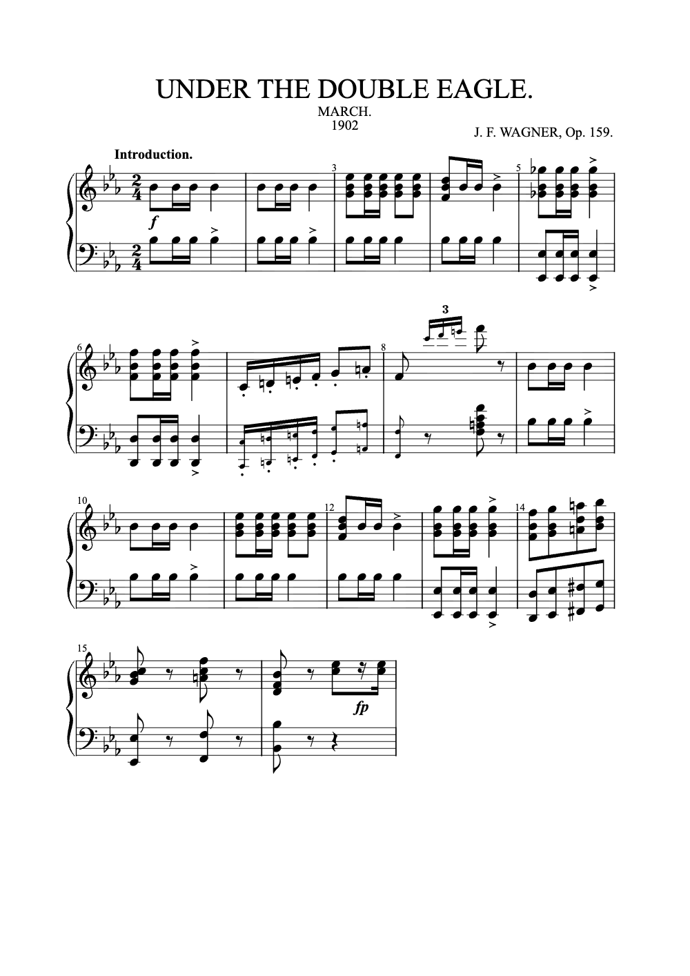Sheet music preview for Under the Double Eagle