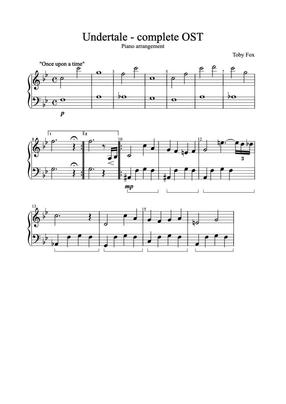 Sheet music preview for Undertale