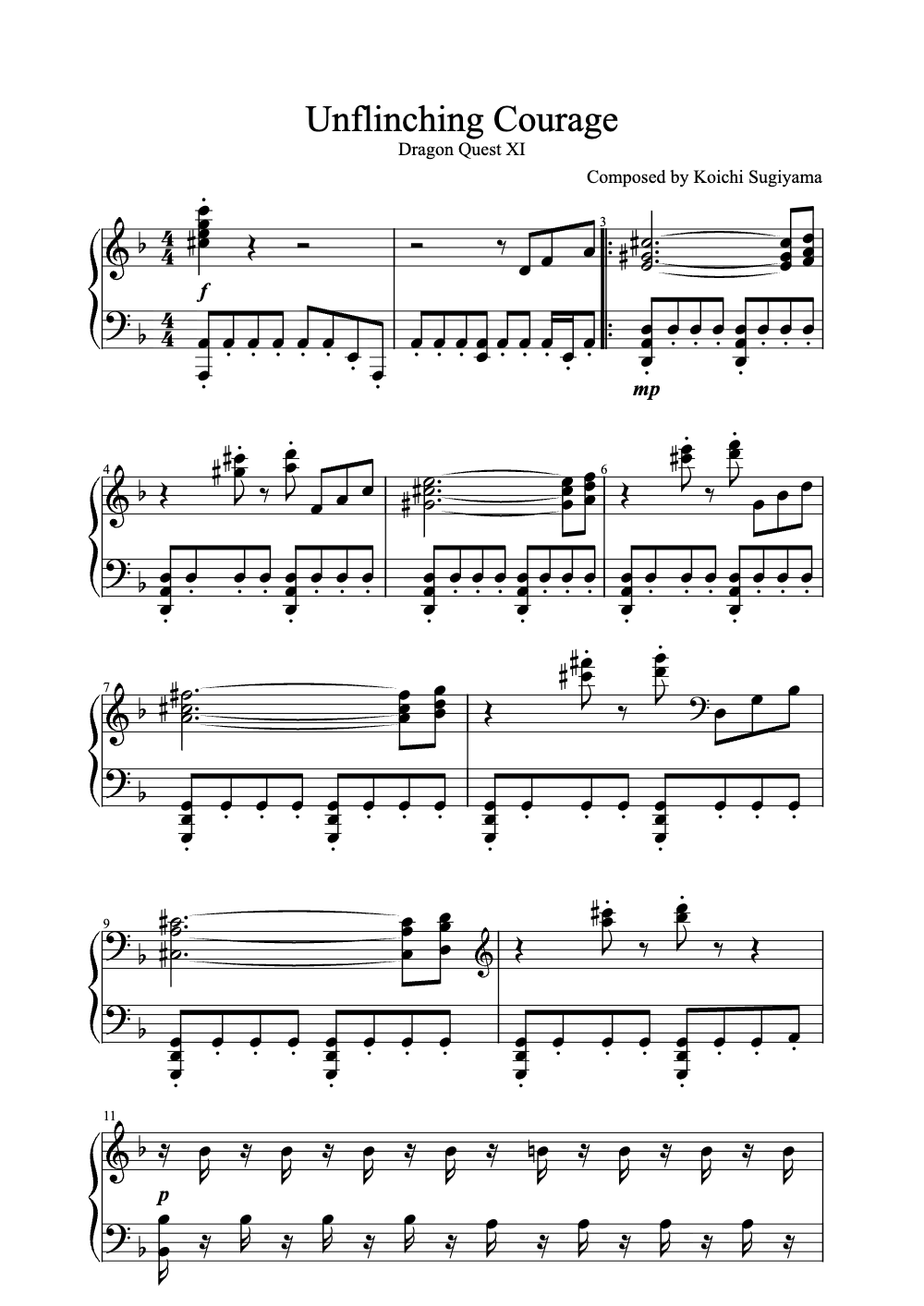 Sheet music preview for Unflinching Courage