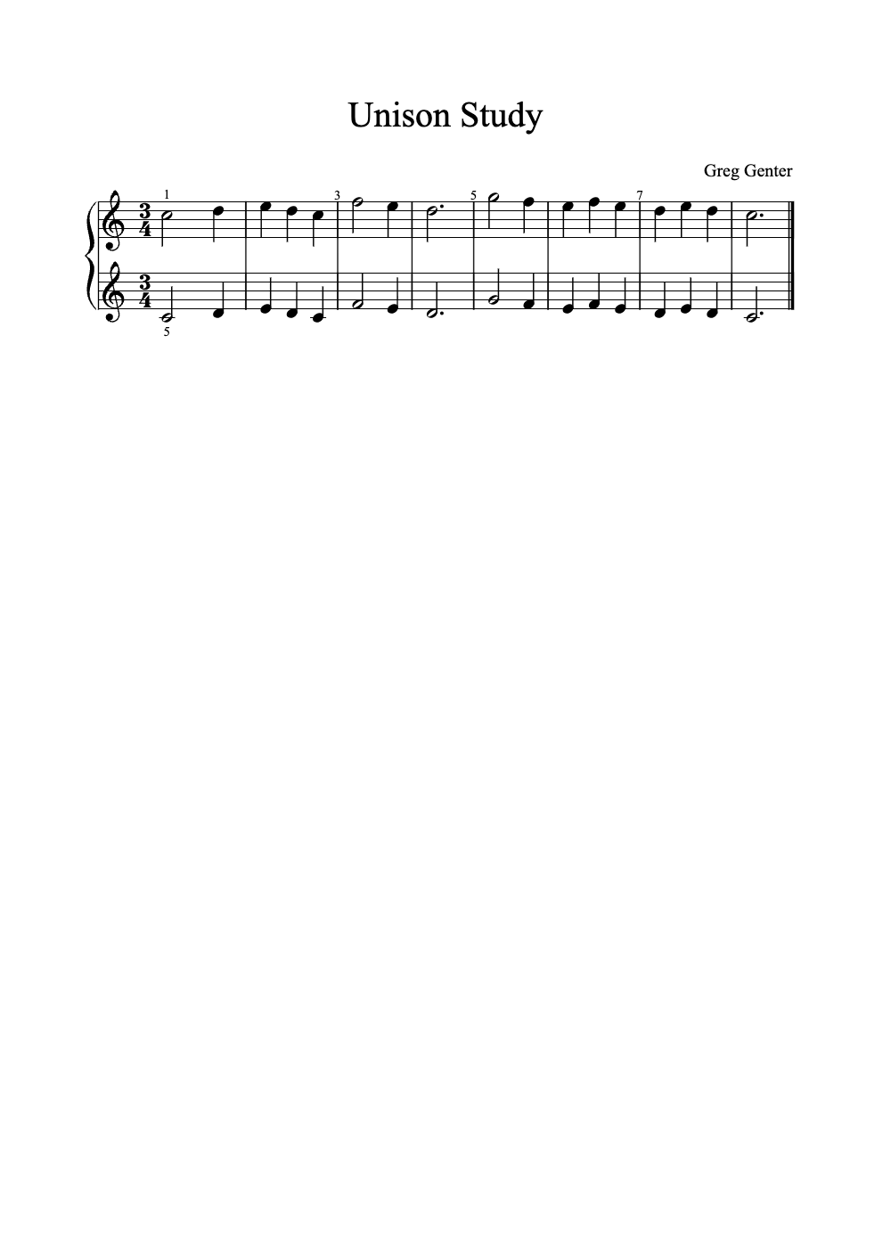 Sheet music preview for Unison Study