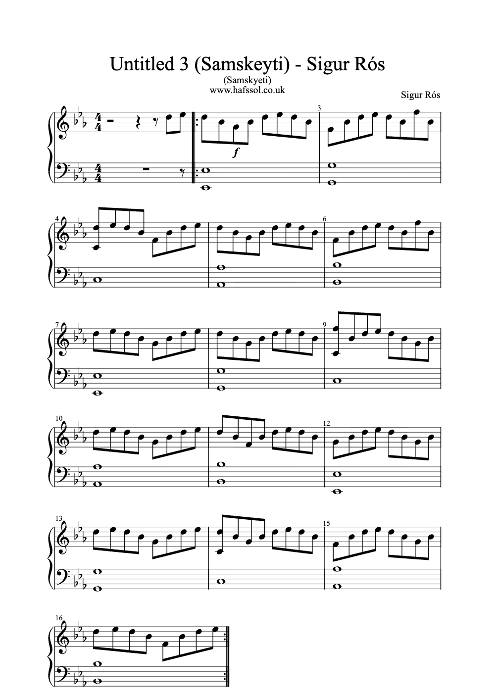 Sheet music preview for Untitled 3 (Samskeyti)