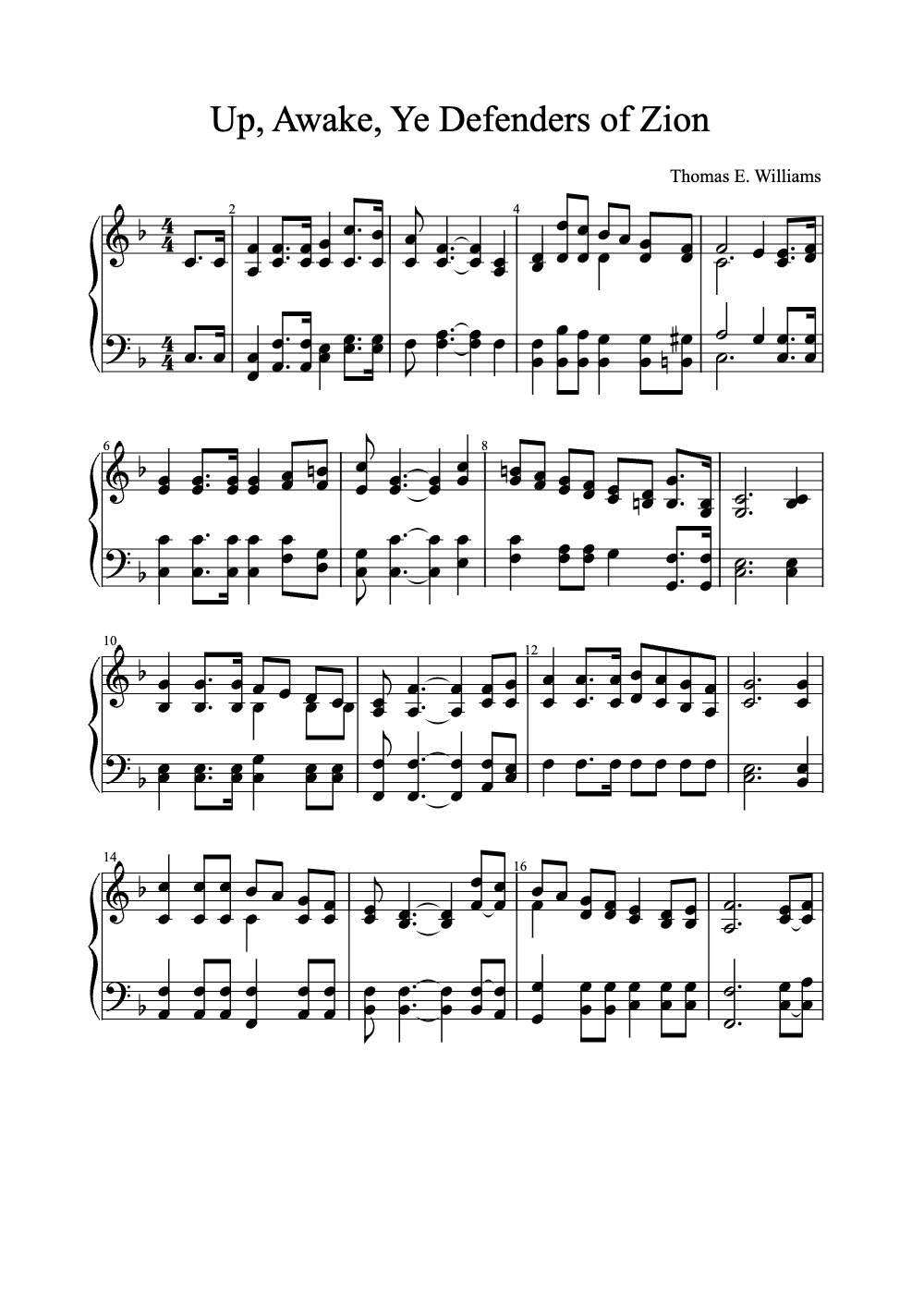 Sheet music preview for Up, Awake, Ye Defenders of Zion