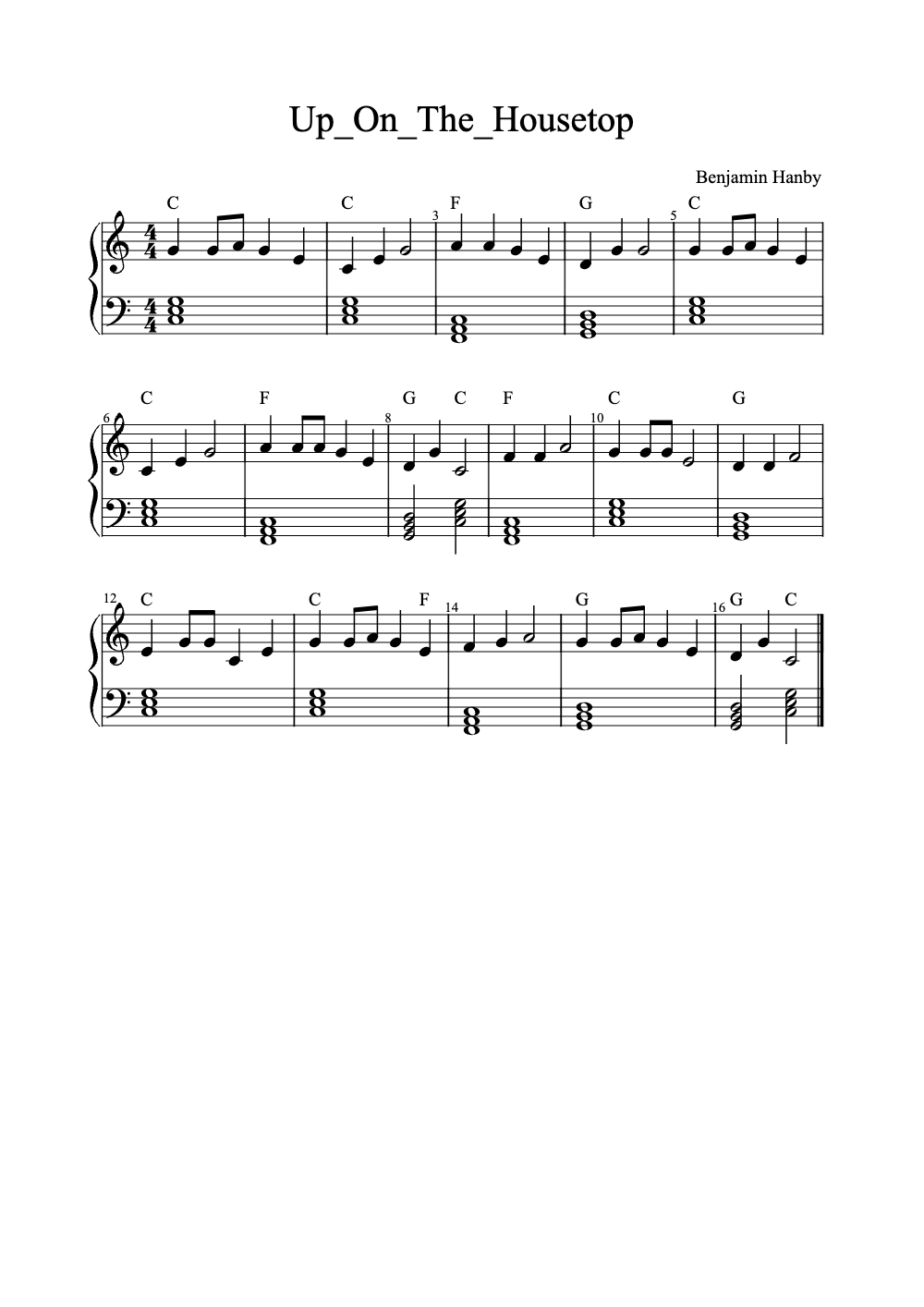 Sheet music preview for Up on the Housetop