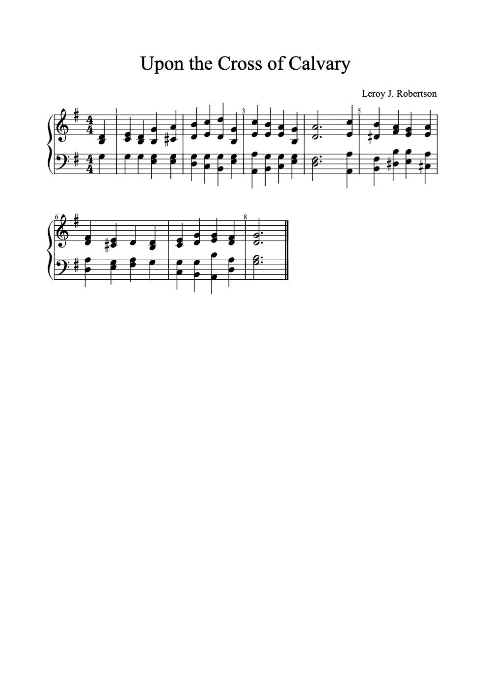 Sheet music preview for Upon the Cross of Calvary