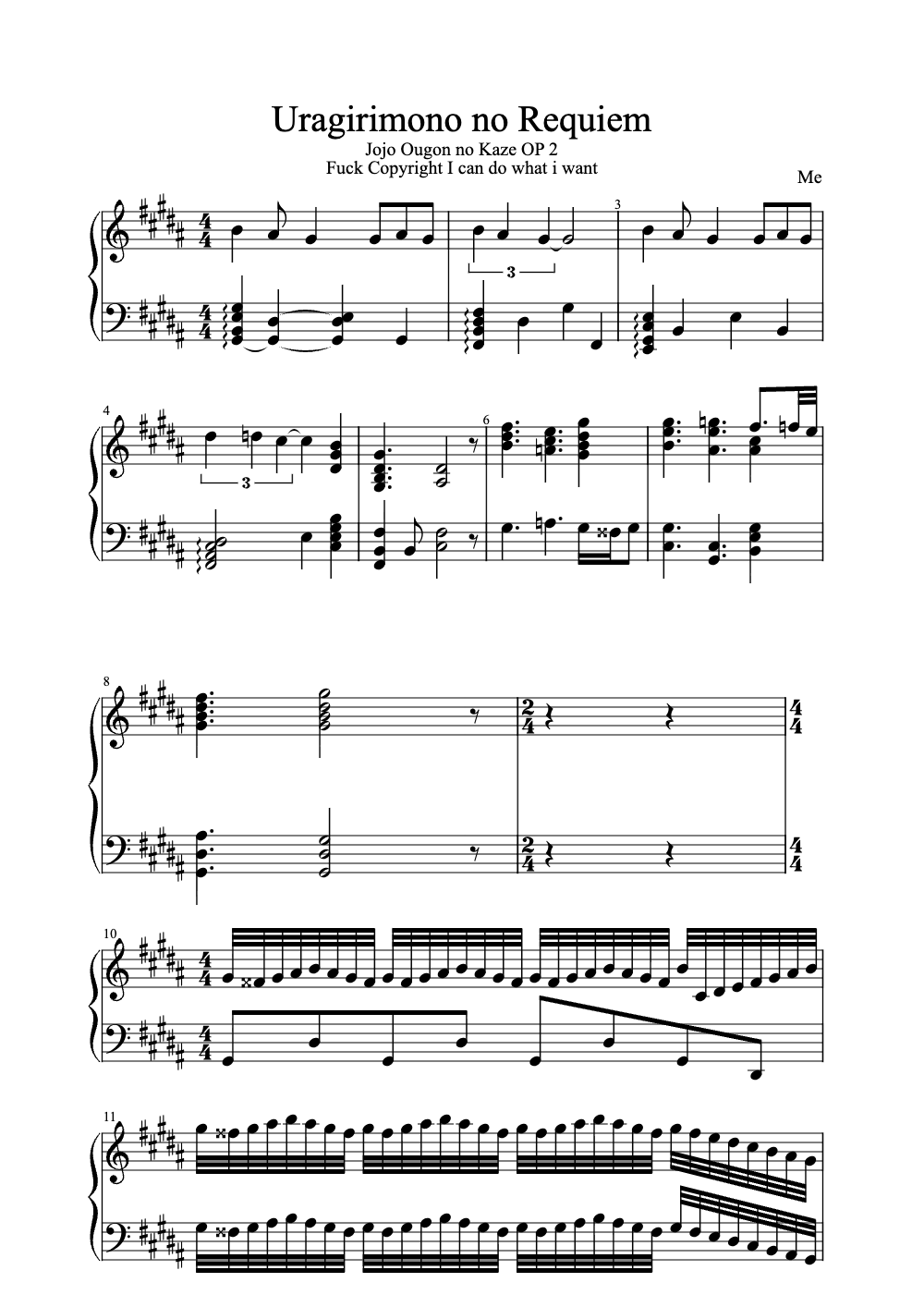 Sheet music preview for Uragirimono no Requiem