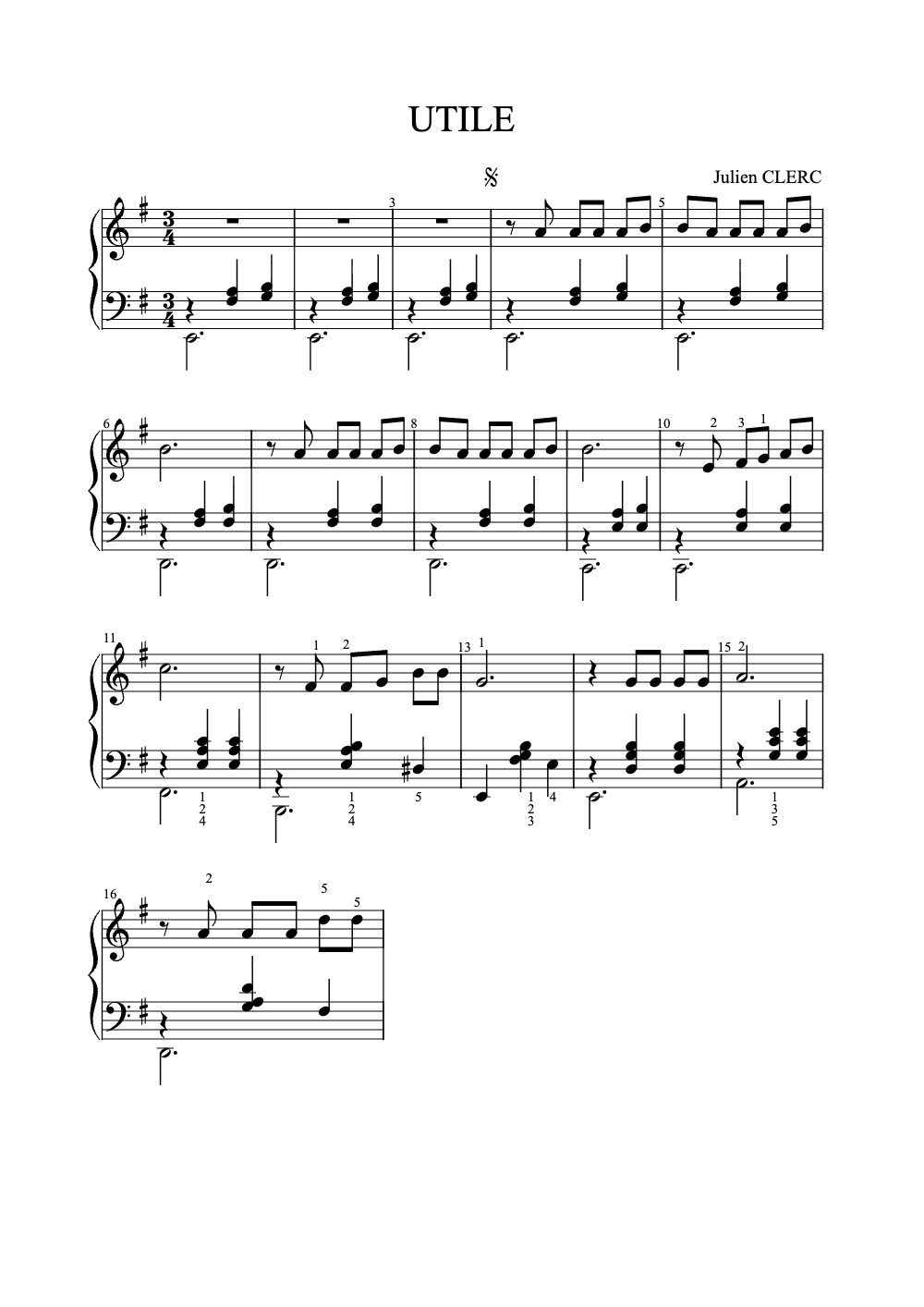 Sheet music preview for Utile