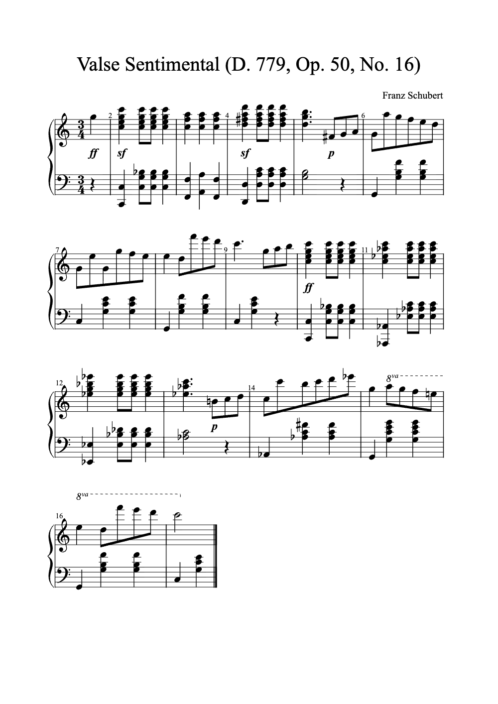 Sheet music preview for Valse Sentimentale
