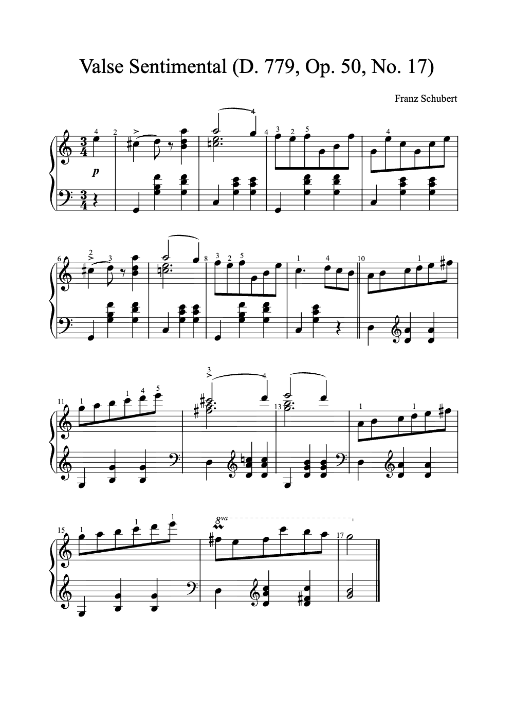 Sheet music preview for Valse Sentimental