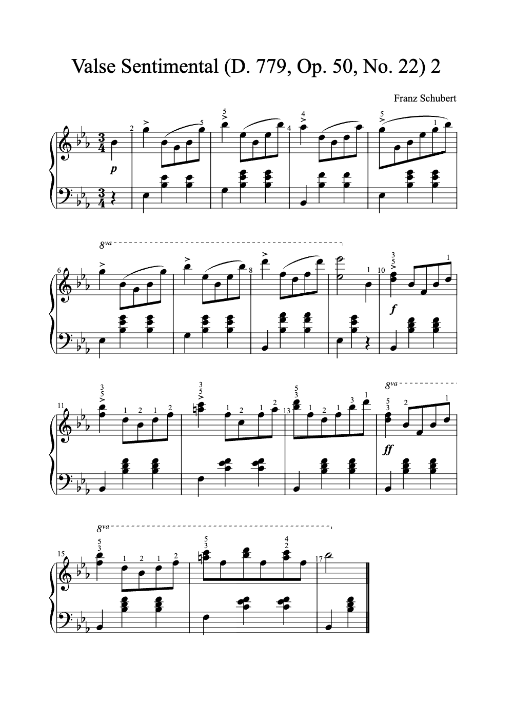 Sheet music preview for Valse Sentimental