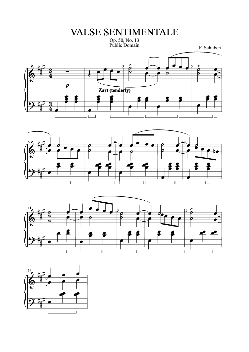 Sheet music preview for Valse Sentimentale