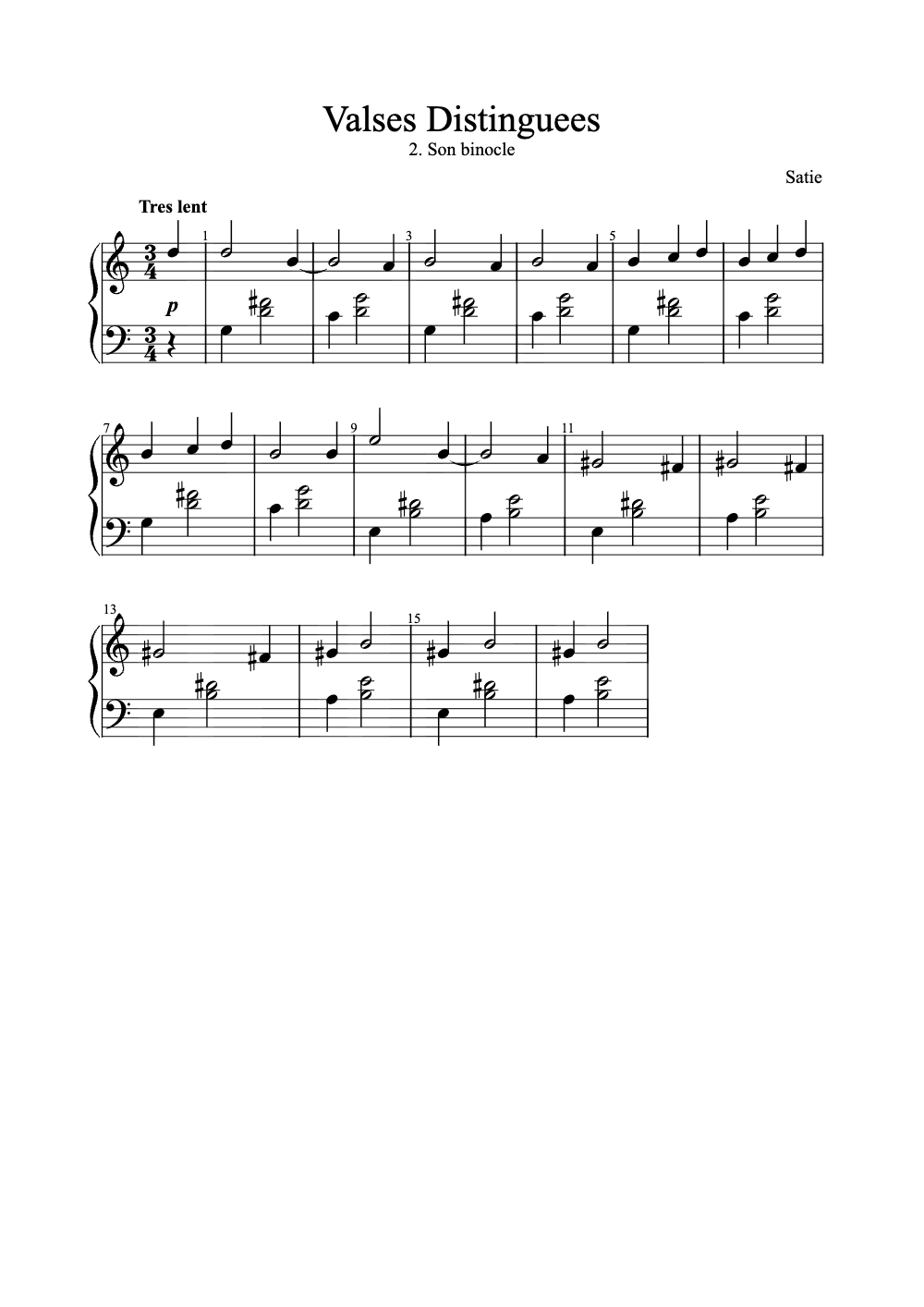 Sheet music preview for Valses Distinguees