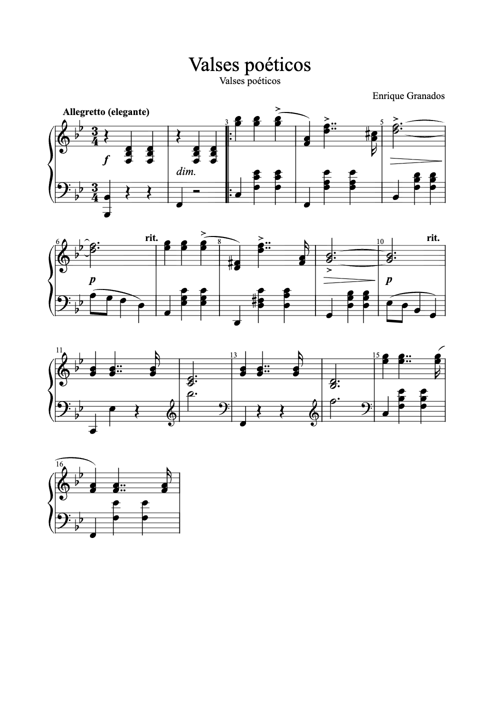 Sheet music preview for Valses Poéticos