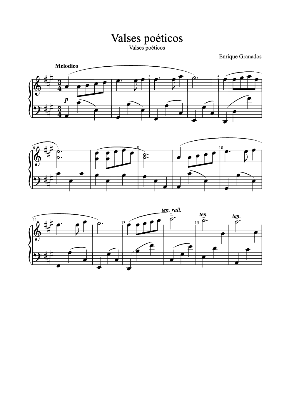 Sheet music preview for Valses Poéticos