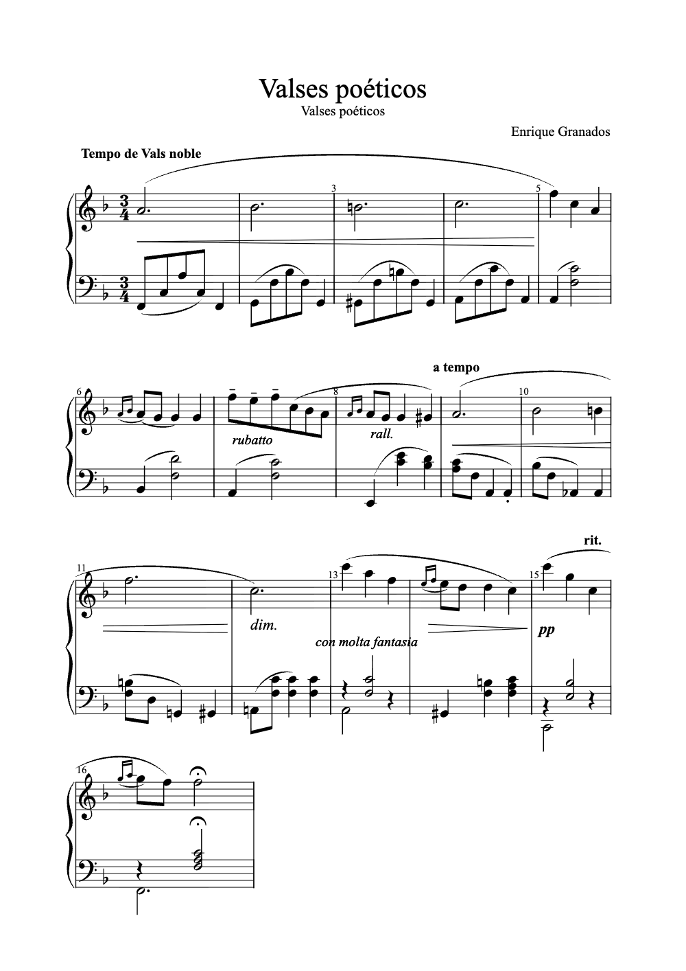 Sheet music preview for Valses Poéticos