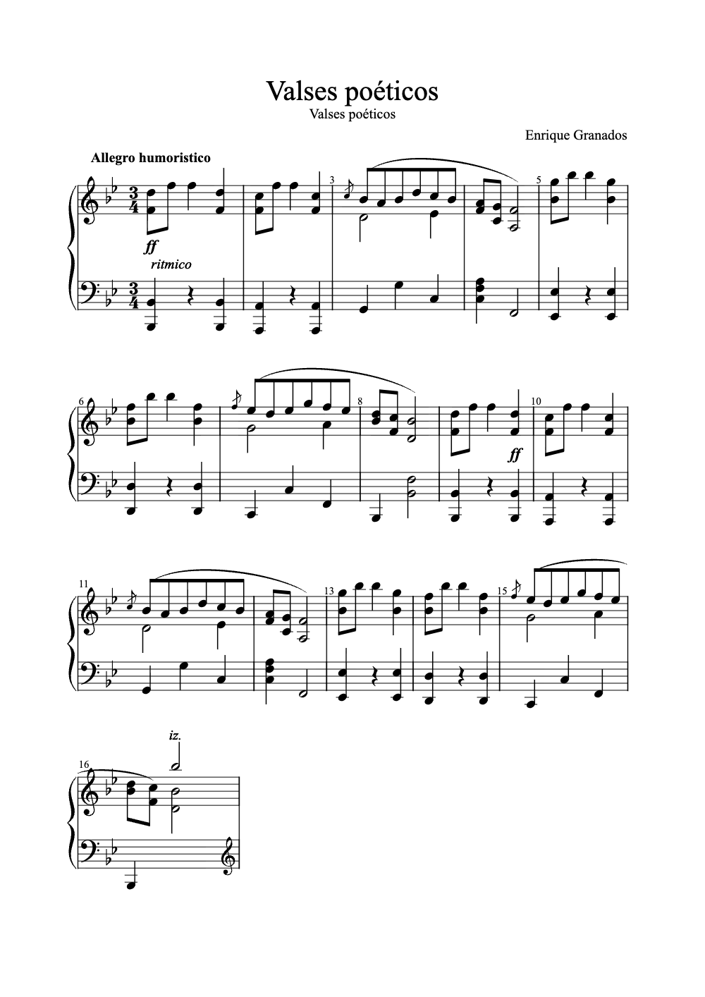 Sheet music preview for Valses Poéticos