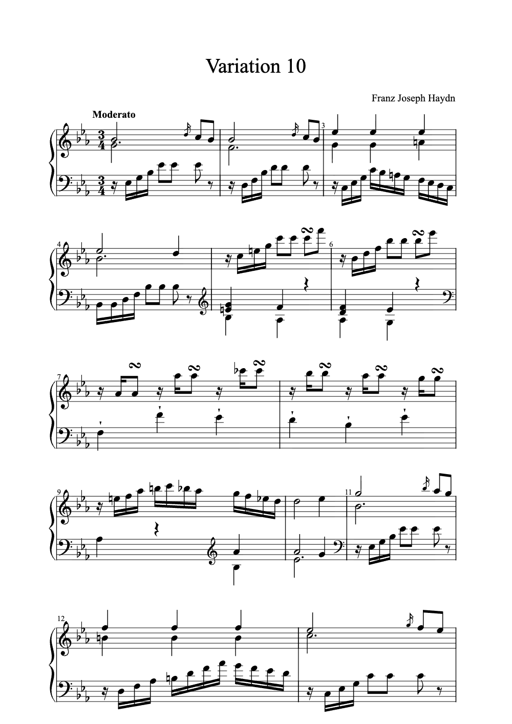 Sheet music preview for Variation 10