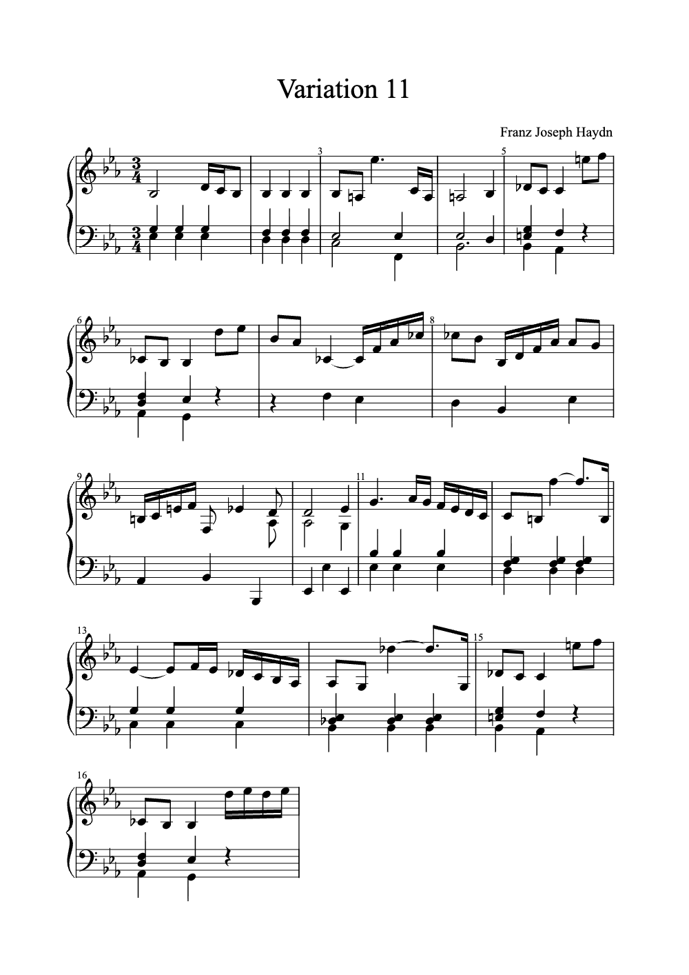 Sheet music preview for Variation 11