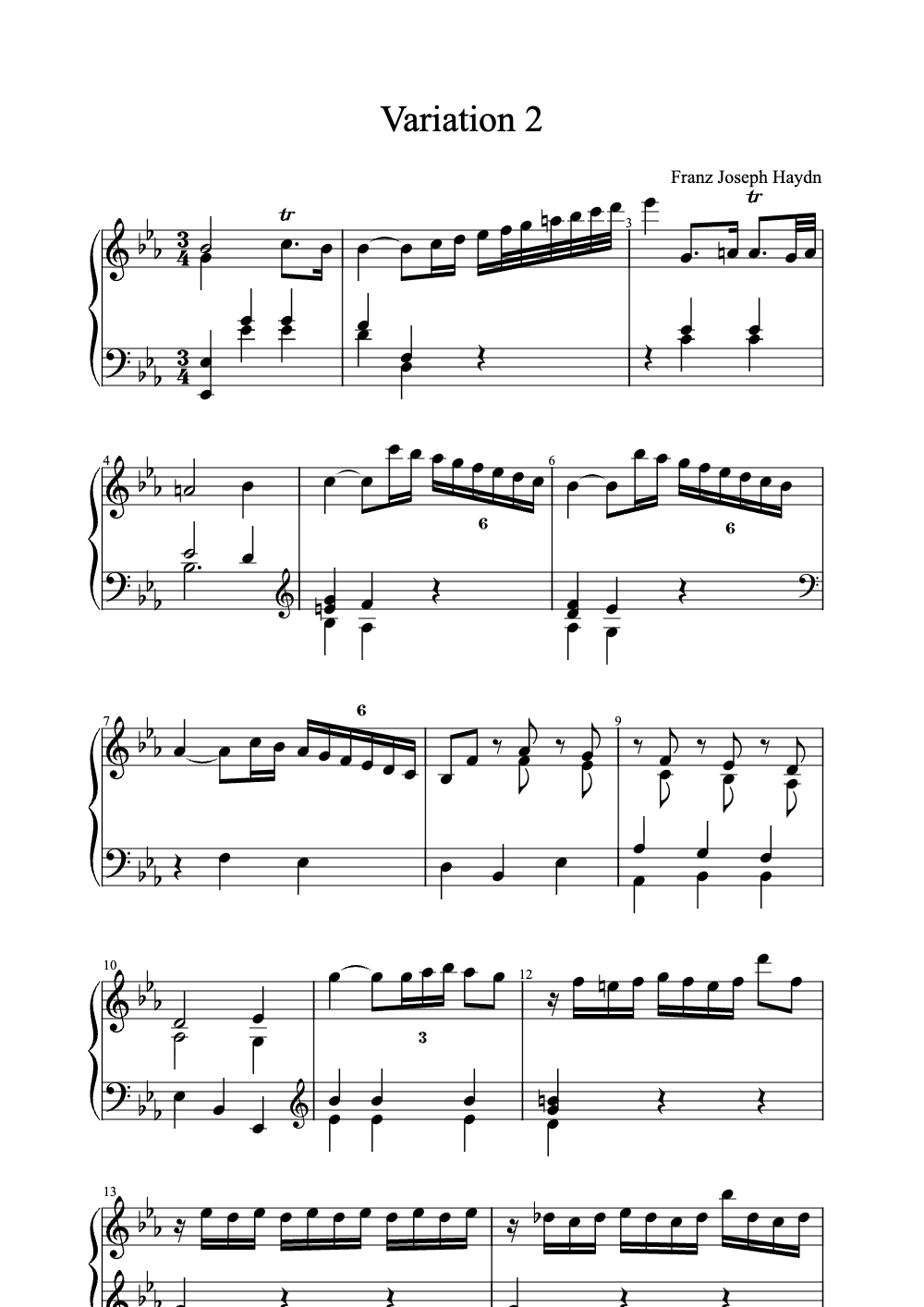 Sheet music preview for Variation 2